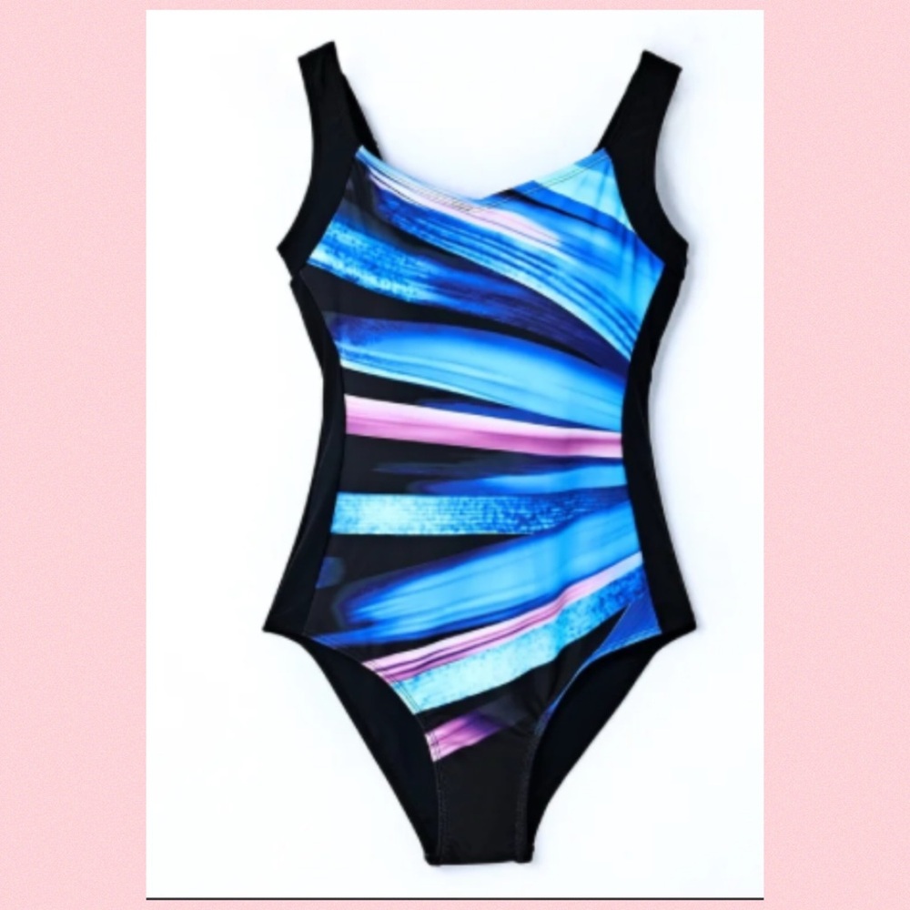 Classic Blue Brushstroke One-Piece Swimsuit - Women Swim.48 - Picture 2 of 8